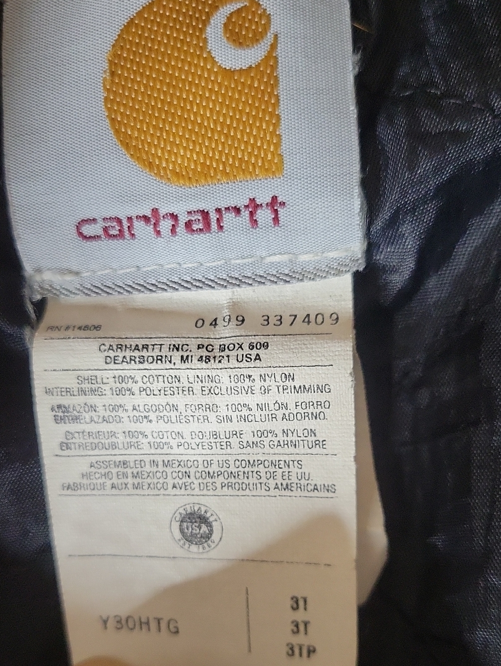 Carhartt Vintage Kids' Hooded Canvas Jacket Sz 3T - Picture 6 of 8